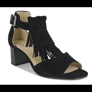 Gabor Suede Fringe Sandal Black 65.802.17